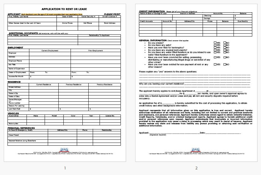 Leasing application preview